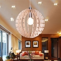 Lampadario vintage in legno/bambù LED 1 livello E26/E27 giallo