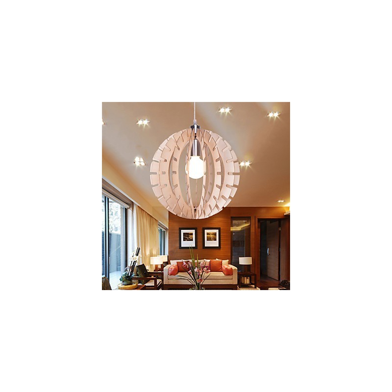 Lampadario vintage in legno/bambù LED 1 livello E26/E27 giallo