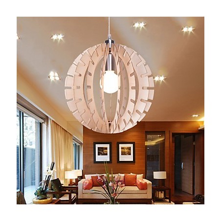Lampadario vintage in legno/bambù LED 1 livello E26/E27 giallo
