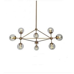 Lampadario Golden Beans 10 luci con paralumi in vetro