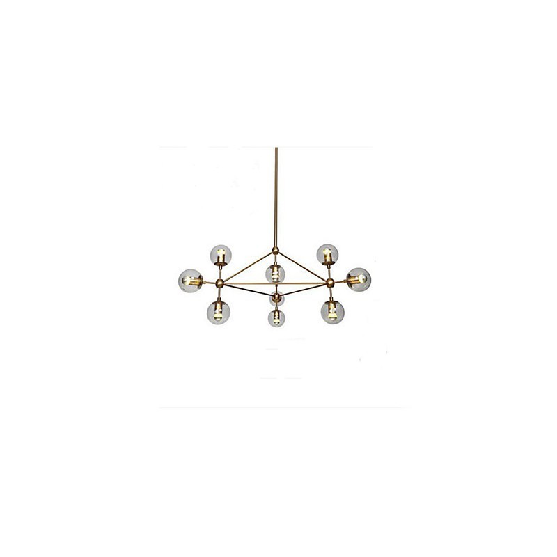 Lampadario Golden Beans 10 luci con paralumi in vetro