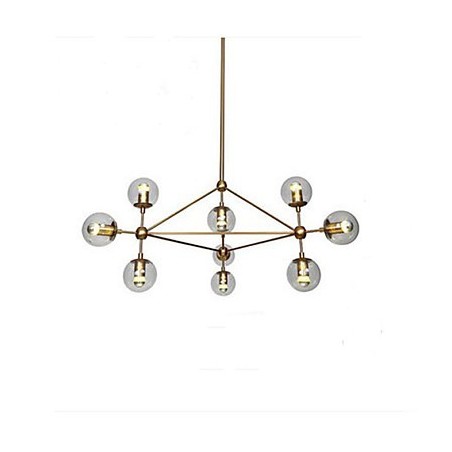 Lampadario Golden Beans 10 luci con paralumi in vetro