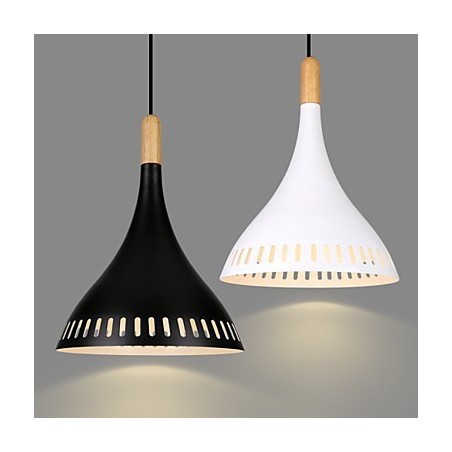 Lampada a sospensione retrò mini in metallo e legno/bambù, E26/E27