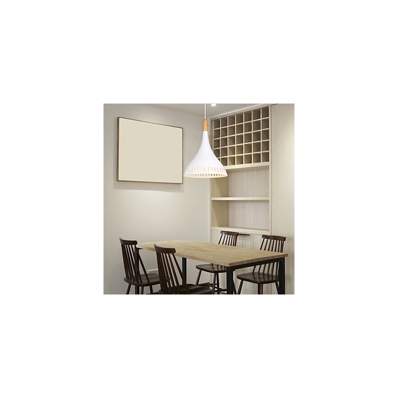 Lampada a sospensione retrò mini in metallo e legno/bambù, E26/E27