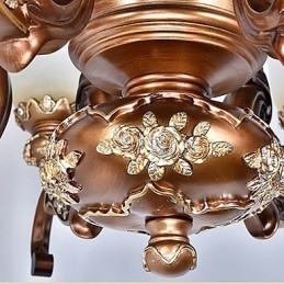 Lampadario classico retrò in metallo marrone con vetro, 6 luci E26/E27