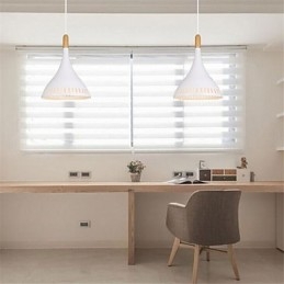 Lampada a sospensione retrò mini in metallo e legno/bambù, E26/E27