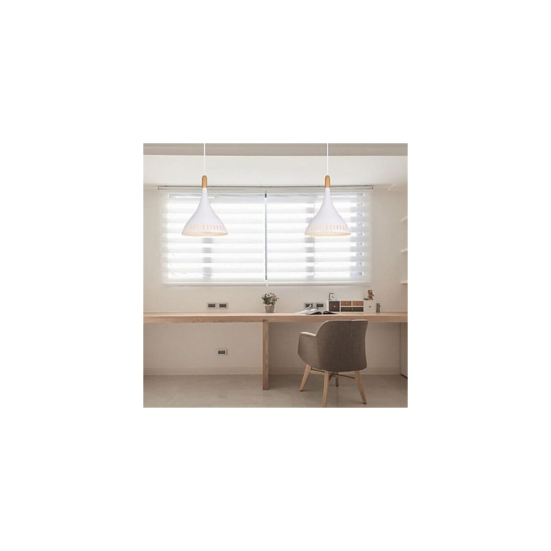 Lampada a sospensione retrò mini in metallo e legno/bambù, E26/E27