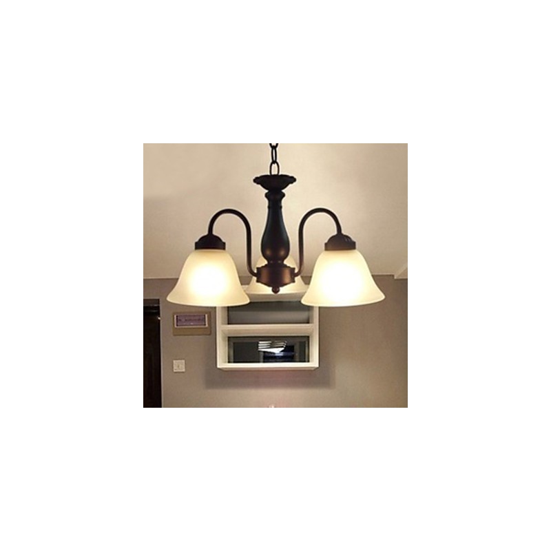 Lampada a sospensione classica in metallo e vetro bianco