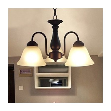 Lampada a sospensione classica in metallo e vetro bianco