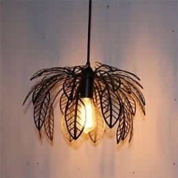 Lampadario a sospensione in ferro a forma di foglia, 1 luce, retrò