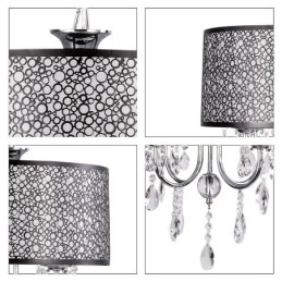 Lampadario classico tradizionale in metallo cromato con cristalli trasparenti