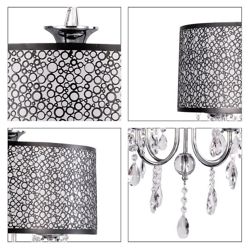 Lampadario classico tradizionale in metallo cromato con cristalli trasparenti
