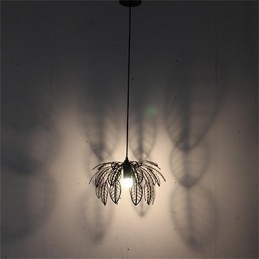 Lampadario a sospensione in ferro a forma di foglia, 1 luce, retrò