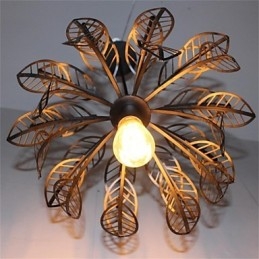Lampadario a sospensione in ferro a forma di foglia, 1 luce, retrò
