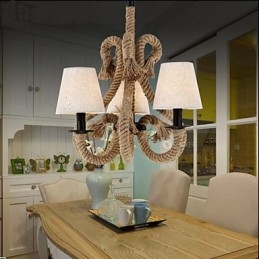 Lampadario retrò minimalista in corda