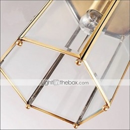 Lampada a sospensione mini stile country americano in rame e vetro trasparente