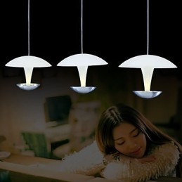 Lampada a sospensione moderna in metallo dipinto con paralume bianco in acrilico, 3 LED integrati