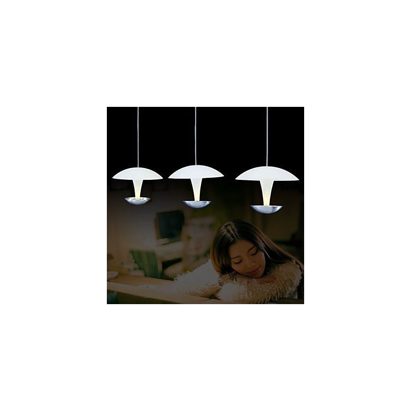 Lampada a sospensione moderna in metallo dipinto con paralume bianco in acrilico, 3 LED integrati