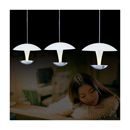 Lampada a sospensione moderna in metallo dipinto con paralume bianco in acrilico, 3 LED integrati