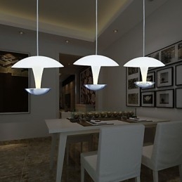 Lampada a sospensione moderna in metallo dipinto con paralume bianco in acrilico, 3 LED integrati