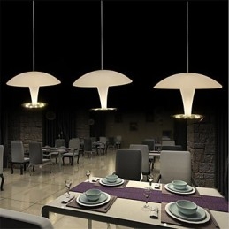 Lampada a sospensione moderna in metallo dipinto con paralume bianco in acrilico, 3 LED integrati