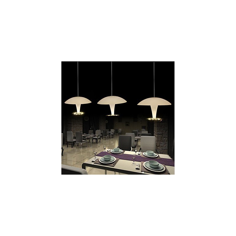 Lampada a sospensione moderna in metallo dipinto con paralume bianco in acrilico, 3 LED integrati