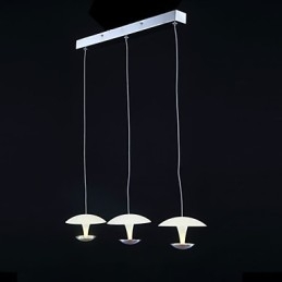 Lampada a sospensione moderna in metallo dipinto con paralume bianco in acrilico, 3 LED integrati