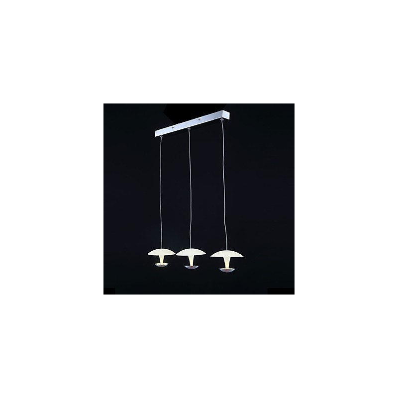 Lampada a sospensione moderna in metallo dipinto con paralume bianco in acrilico, 3 LED integrati
