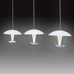 Lampada a sospensione moderna in metallo dipinto con paralume bianco in acrilico, 3 LED integrati