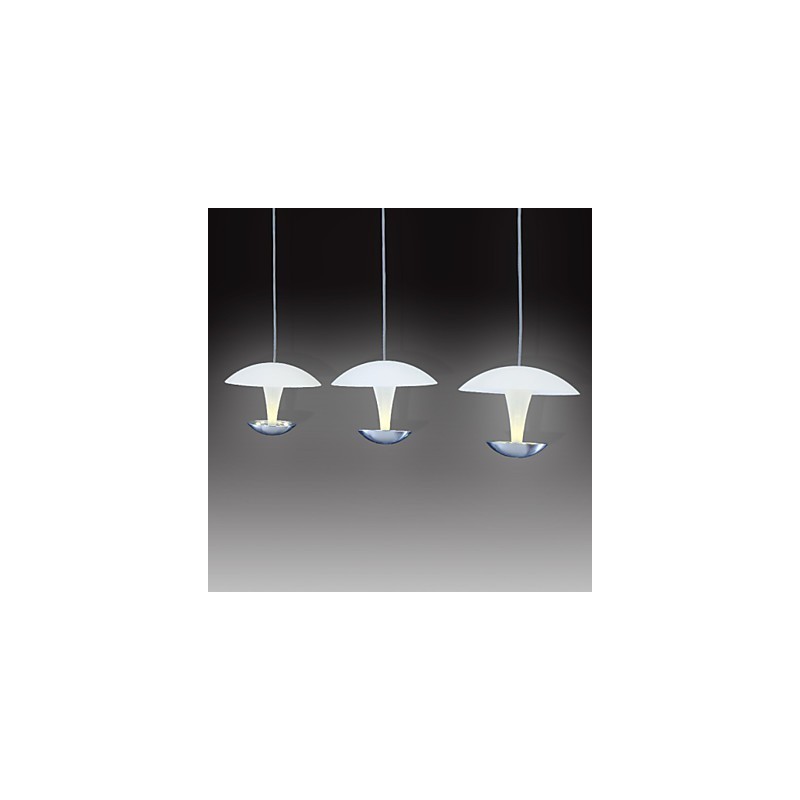 Lampada a sospensione moderna in metallo dipinto con paralume bianco in acrilico, 3 LED integrati
