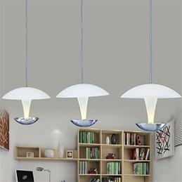 Lampada a sospensione moderna in metallo dipinto con paralume bianco in acrilico, 3 LED integrati