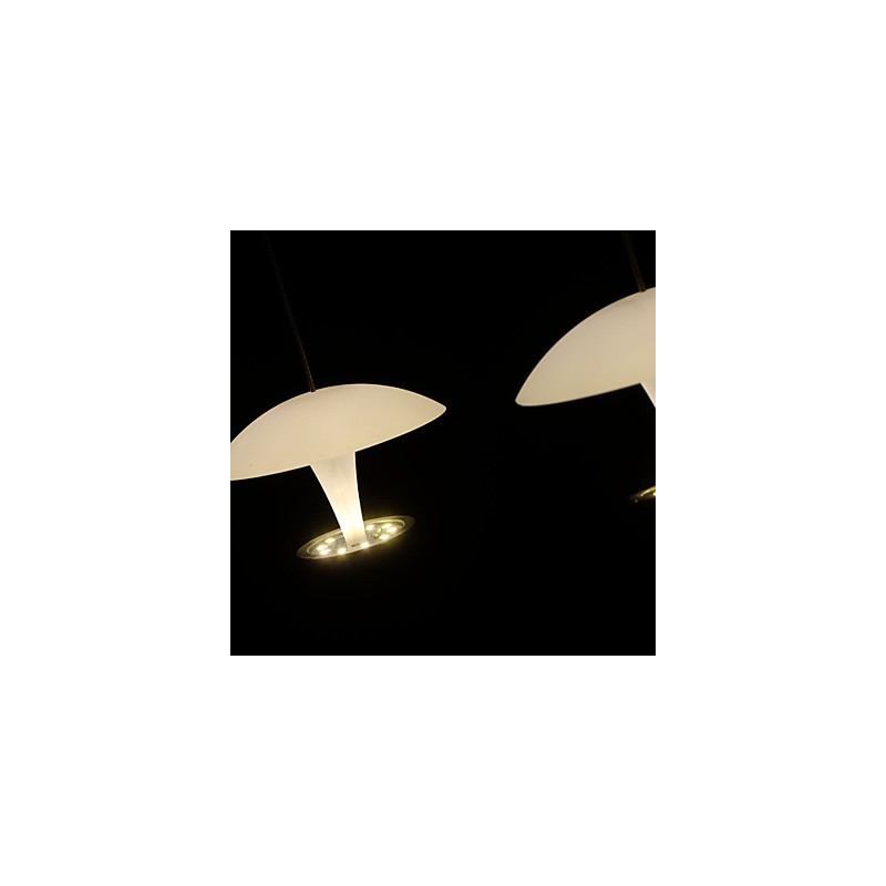 Lampada a sospensione moderna in metallo dipinto con paralume bianco in acrilico, 3 LED integrati