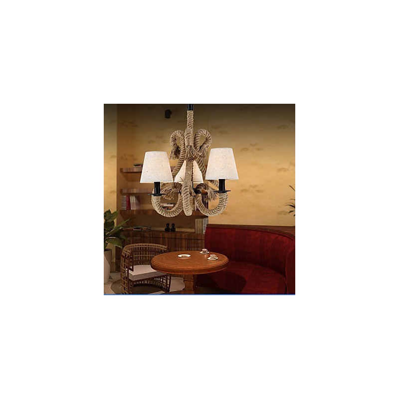 Lampadario retrò minimalista in corda