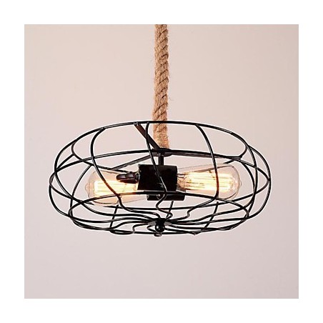 Lampadario a sospensione industriale vintage in metallo nero con ventilatore