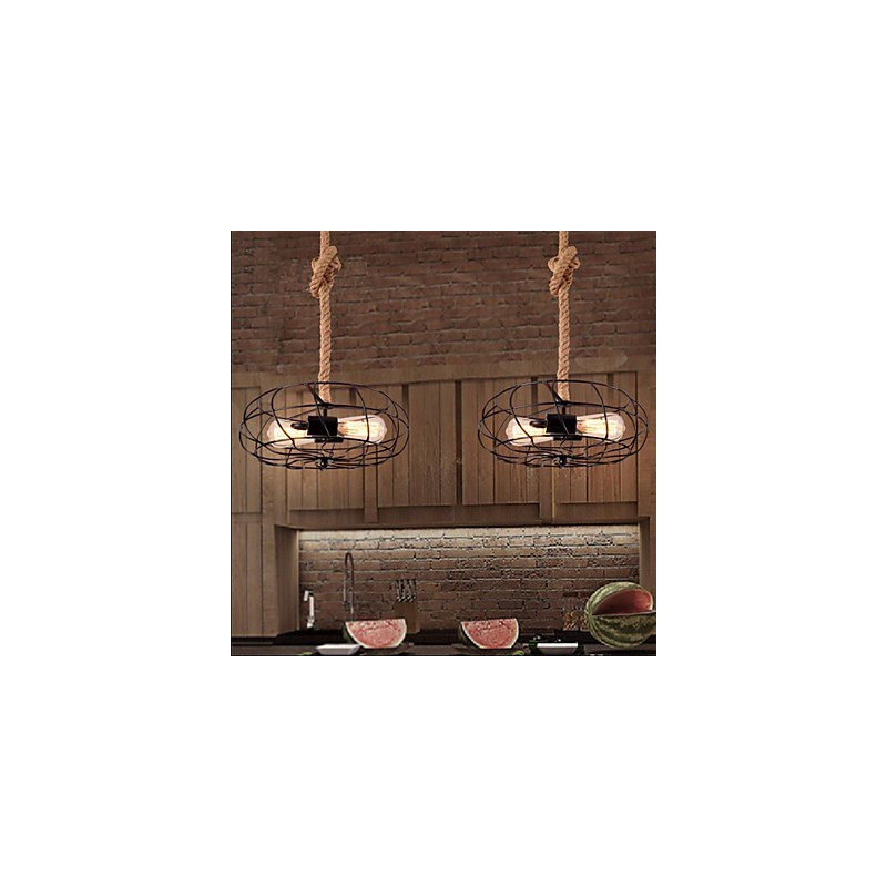 Lampadario a sospensione industriale vintage in metallo nero con ventilatore