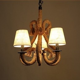 Lampadario retrò minimalista in corda