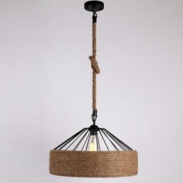 Lampada a sospensione mini a corda stile moderno contemporaneo country beige 1 luce