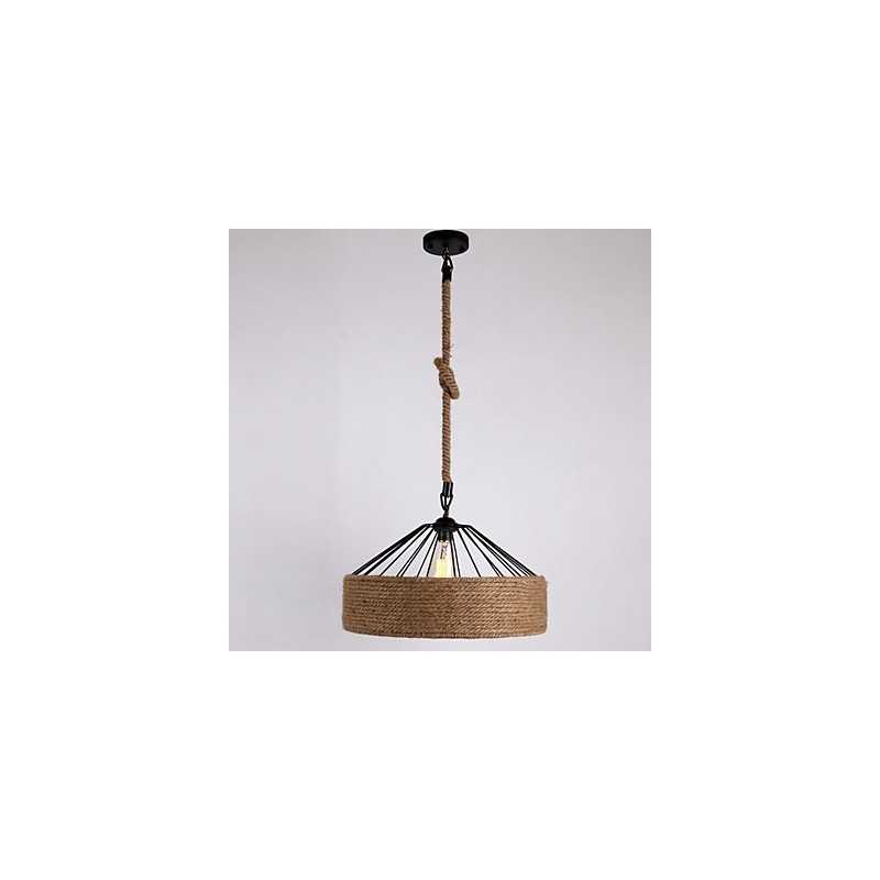 Lampada a sospensione mini a corda stile moderno contemporaneo country beige 1 luce