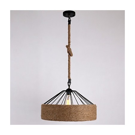 Lampada a sospensione mini a corda stile moderno contemporaneo country beige 1 luce
