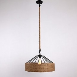 Lampada a sospensione mini a corda stile moderno contemporaneo country beige 1 luce