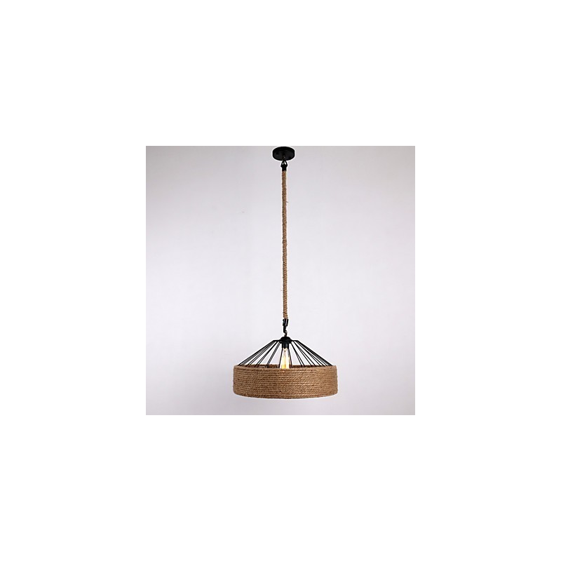 Lampada a sospensione mini a corda stile moderno contemporaneo country beige 1 luce