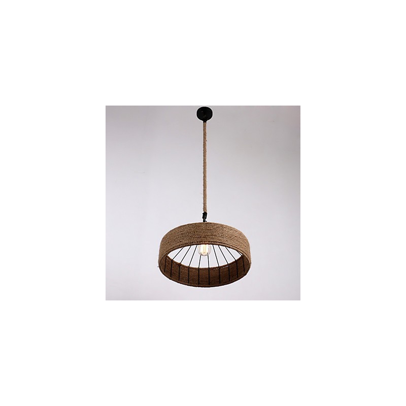 Lampada a sospensione mini a corda stile moderno contemporaneo country beige 1 luce