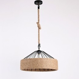 Lampada a sospensione mini a corda stile moderno contemporaneo country beige 1 luce