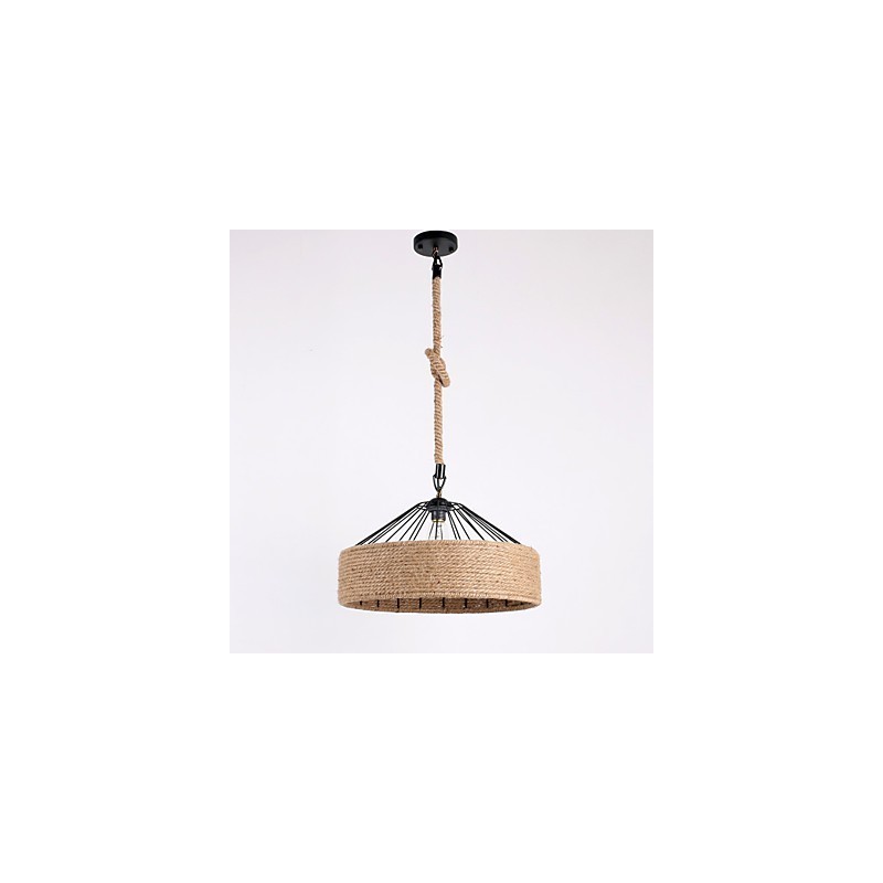 Lampada a sospensione mini a corda stile moderno contemporaneo country beige 1 luce