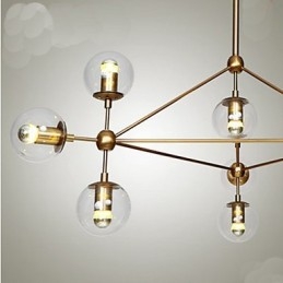 Lampadario Golden Beans 10 luci con paralumi in vetro