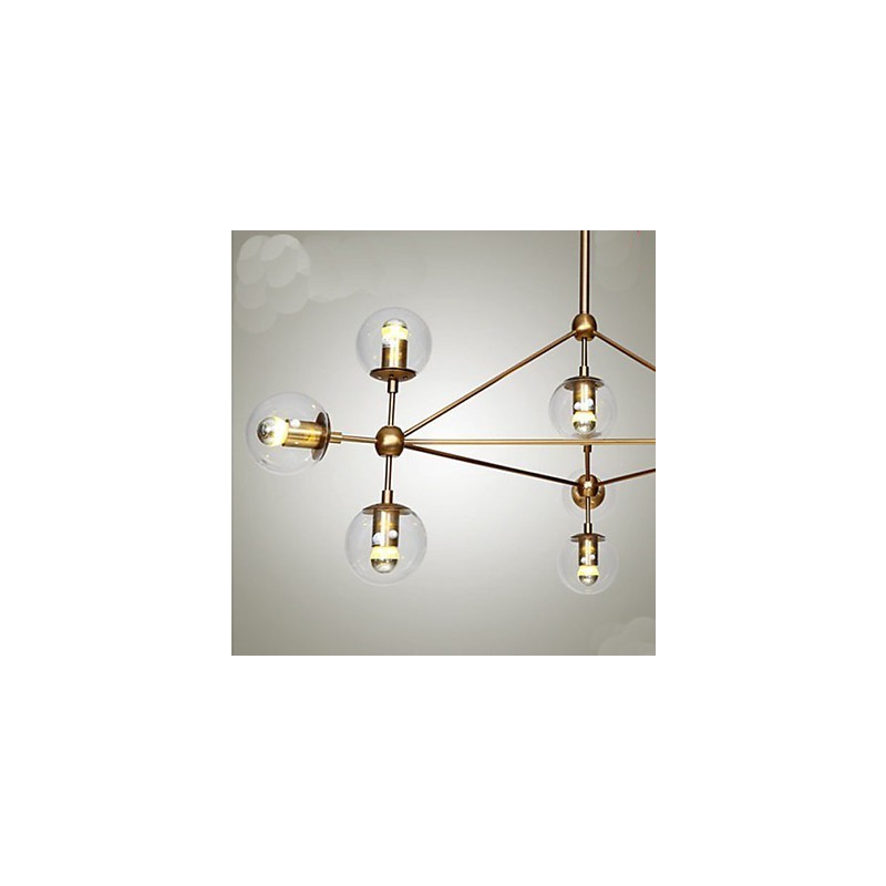 Lampadario Golden Beans 10 luci con paralumi in vetro