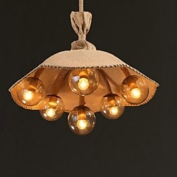 Lampadario a sospensione country vintage in metallo dipinto, 3 luci E12/E14, oro