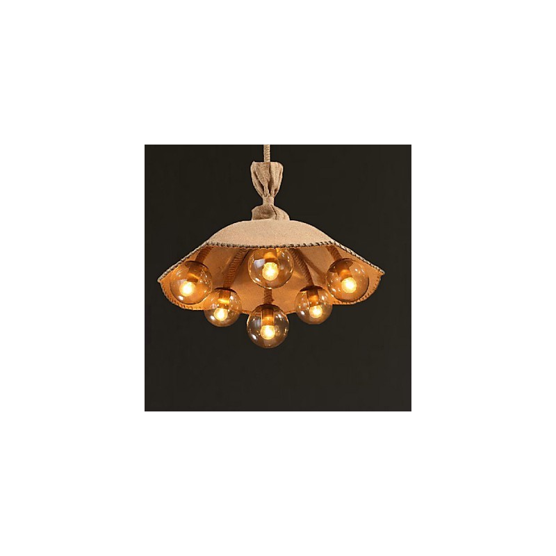 Lampadario a sospensione country vintage in metallo dipinto, 3 luci E12/E14, oro