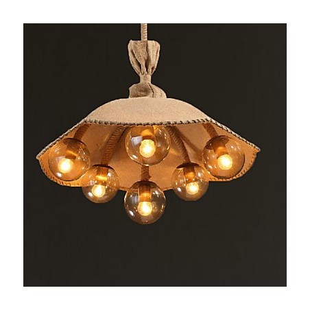 Lampadario a sospensione country vintage in metallo dipinto, 3 luci E12/E14, oro