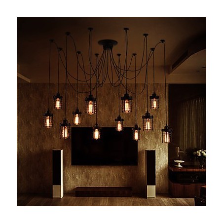Lampadario a fiore con 12 luci stile country americano retrò